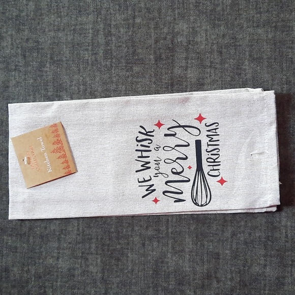 We Whisk You A Merry Christmas Holiday Kitchen Dish Hand Towel Cotton NWT - Picture 1 of 6